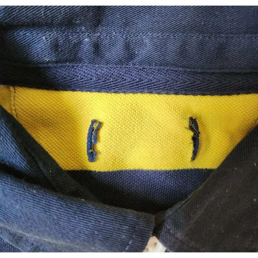 Ralph Lauren Yellow Blue Striped‎ Short Sleeve Rugby Polo Shirt Youth Size XL